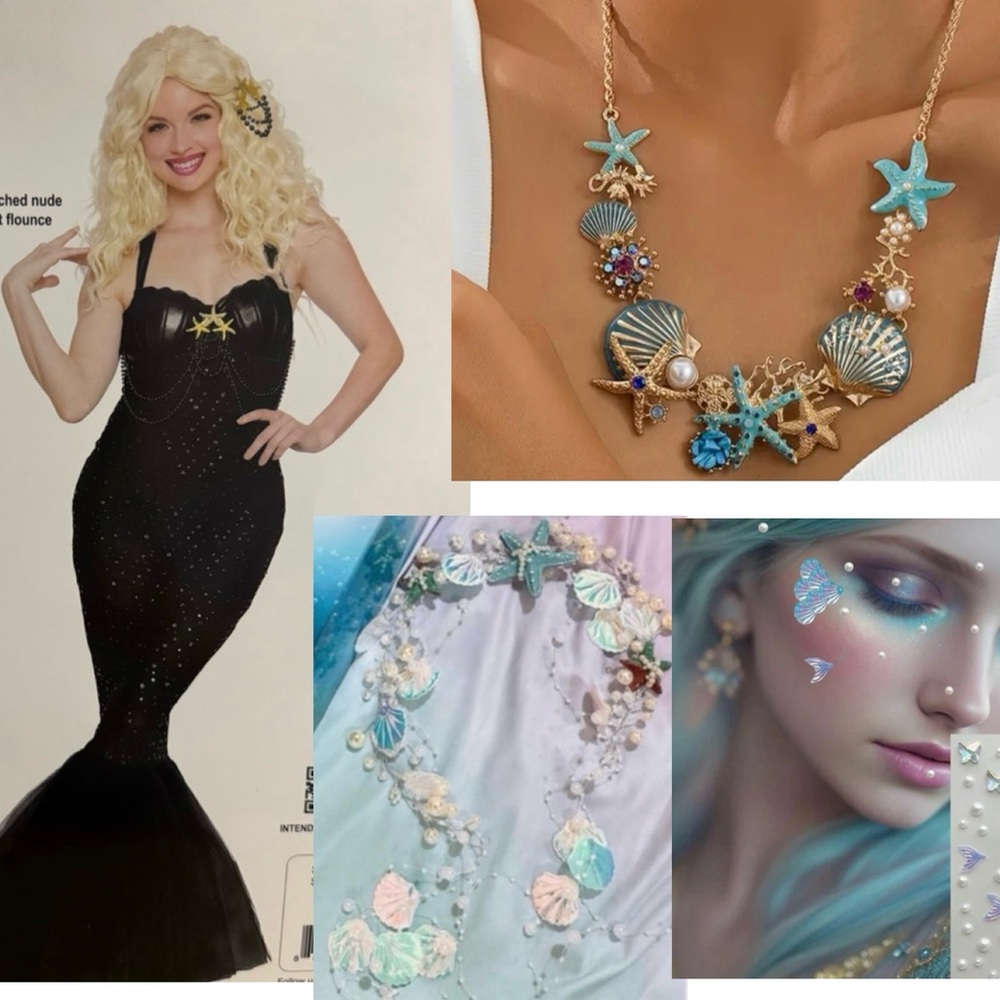 Dark Mermaid Halloween costume set of 6 size XL